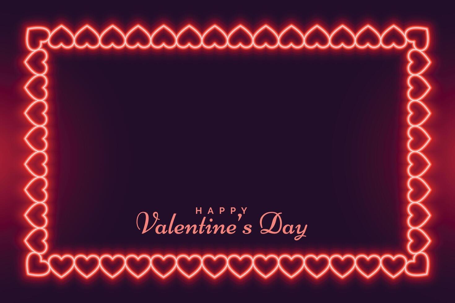 valentines day neon frame hearts background design vector