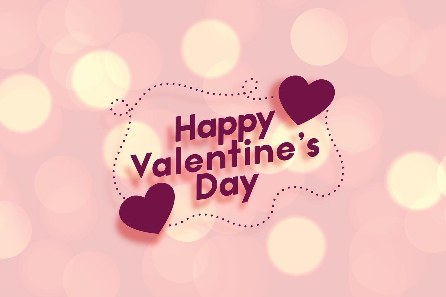 happy valentines day pink bokeh background design vector