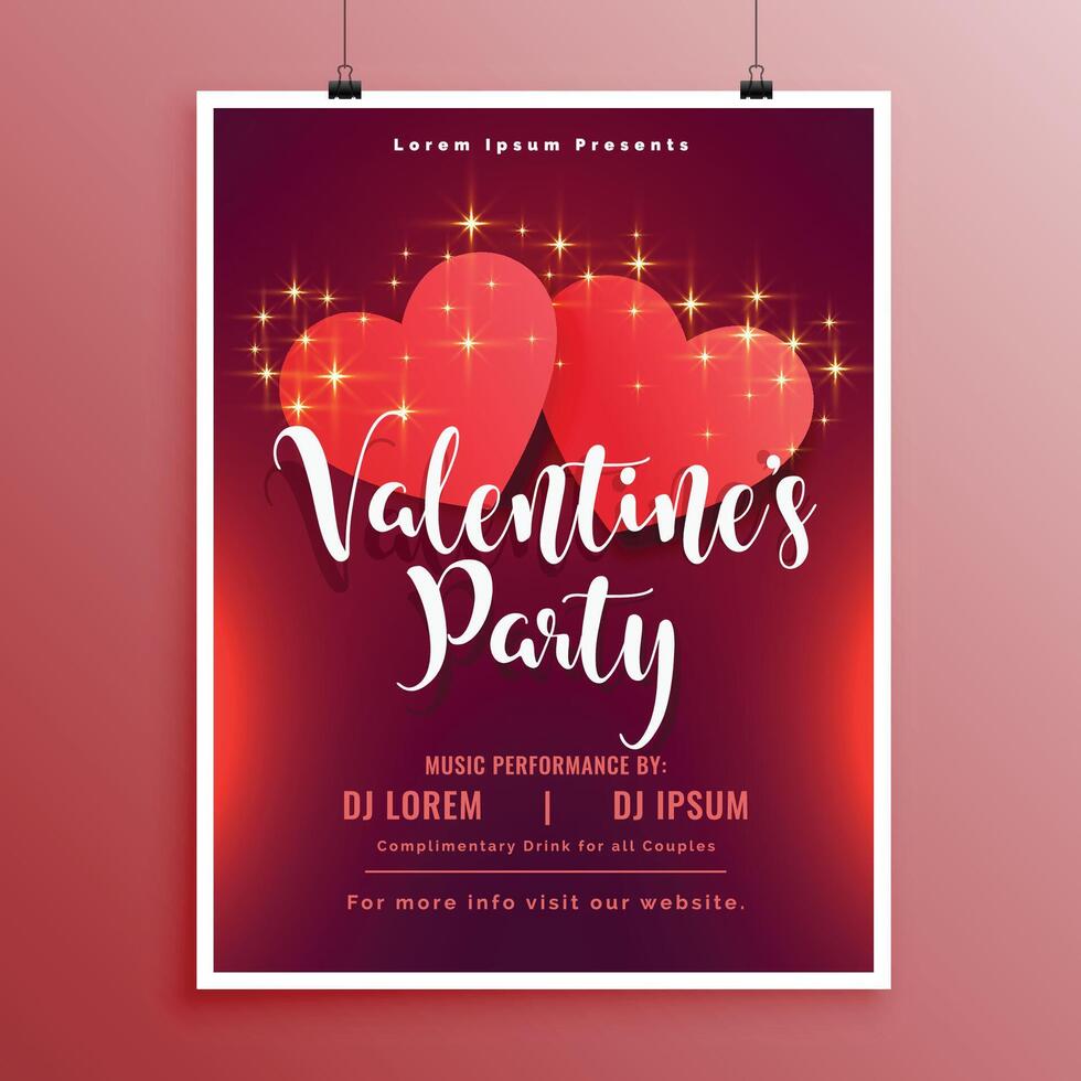 happy valentines day party flyer brochure beautiful design vector