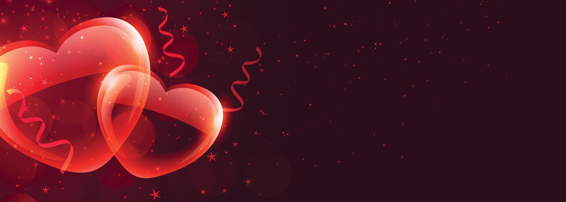 romantic glossy red hearts for valentines day vector