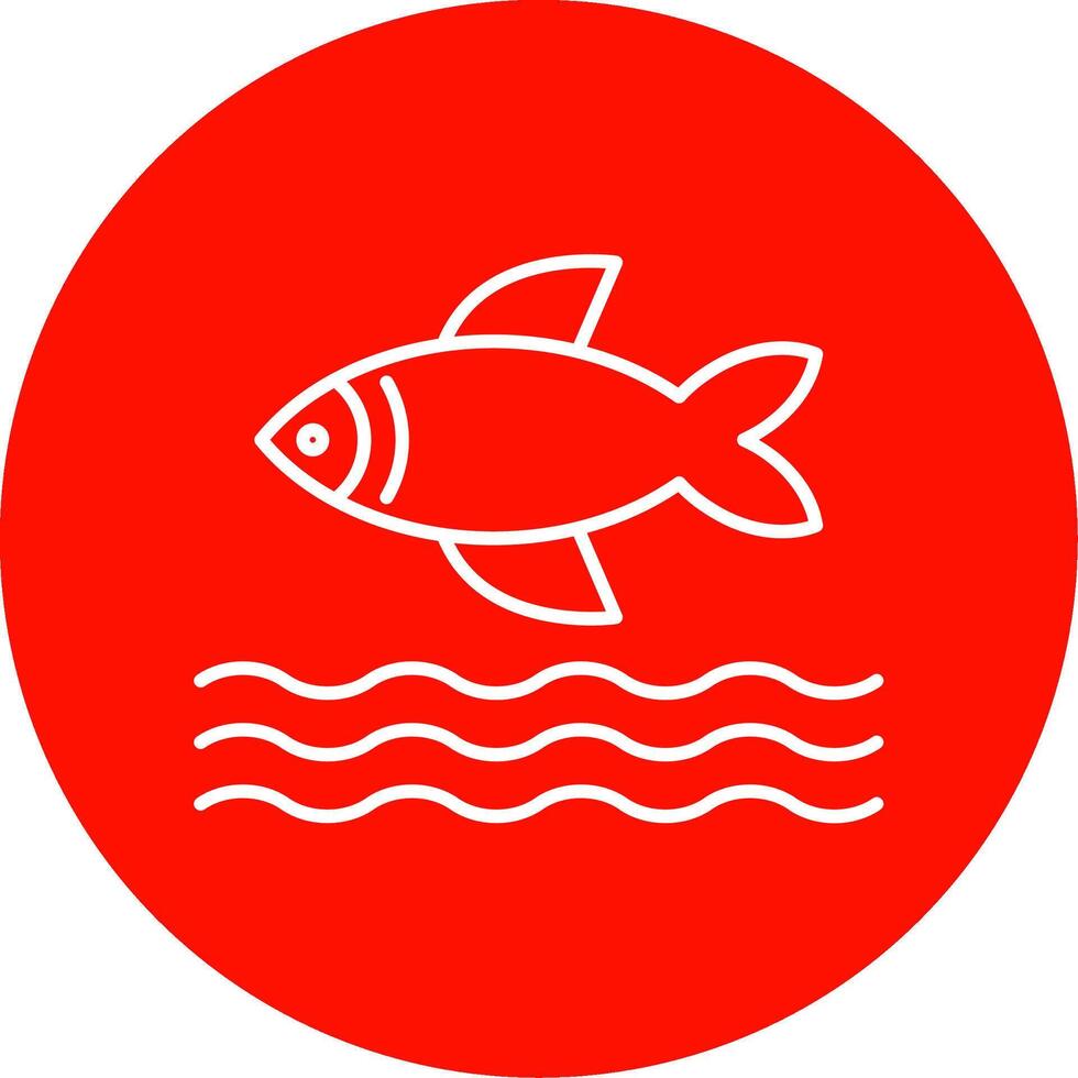 pescado línea circulo color icono vector