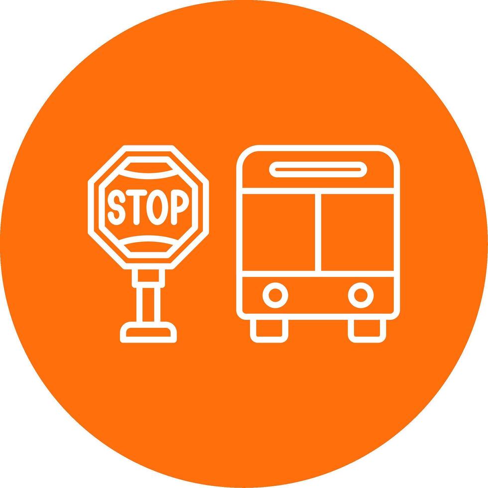 Bus Stop Line Circle color Icon vector