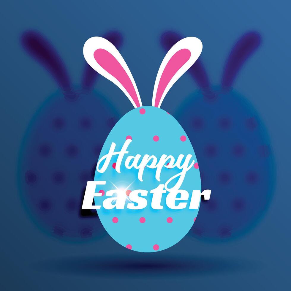 cute happy easter lettering with bunny ears vector