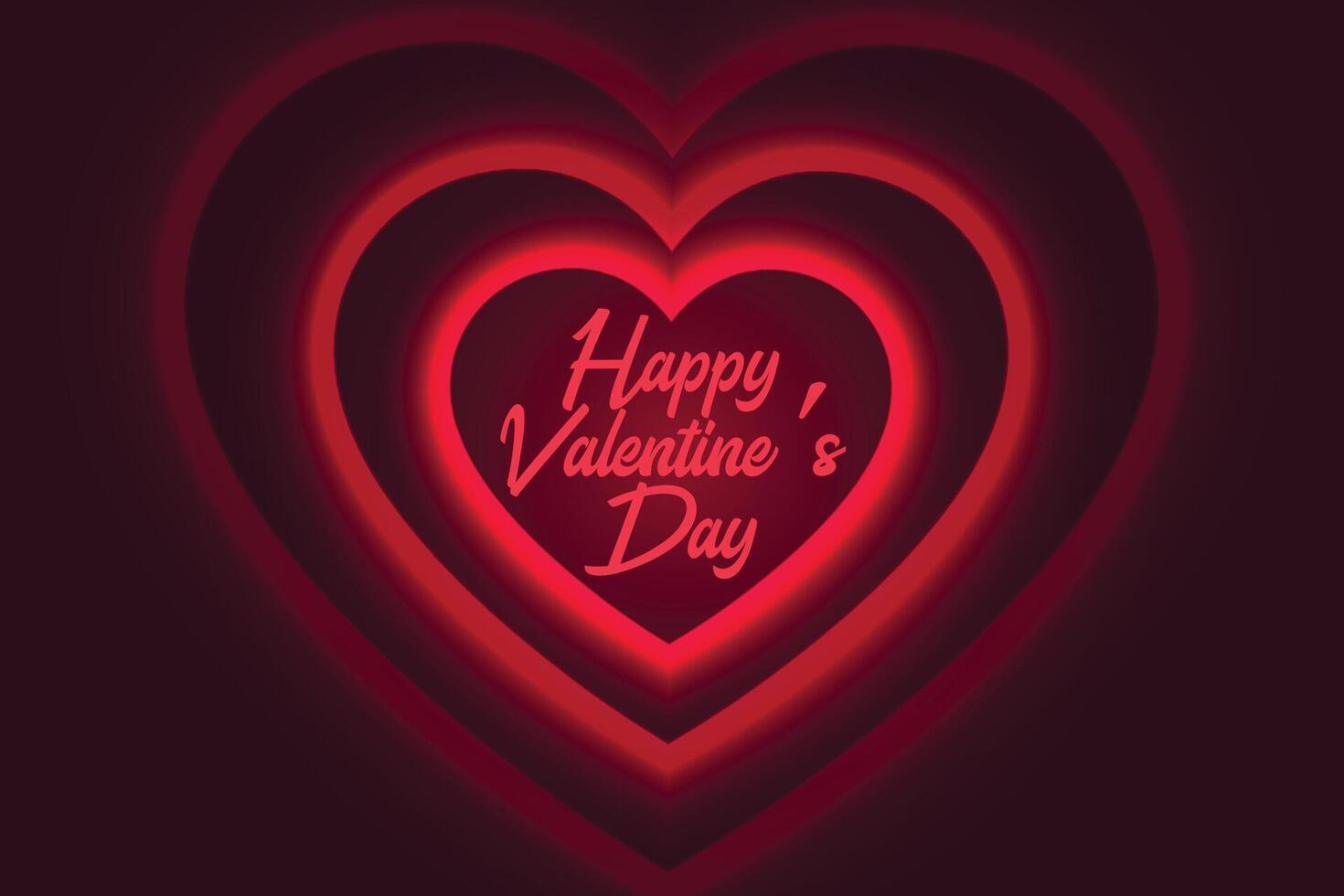 happy valentines day glowing red heart background vector