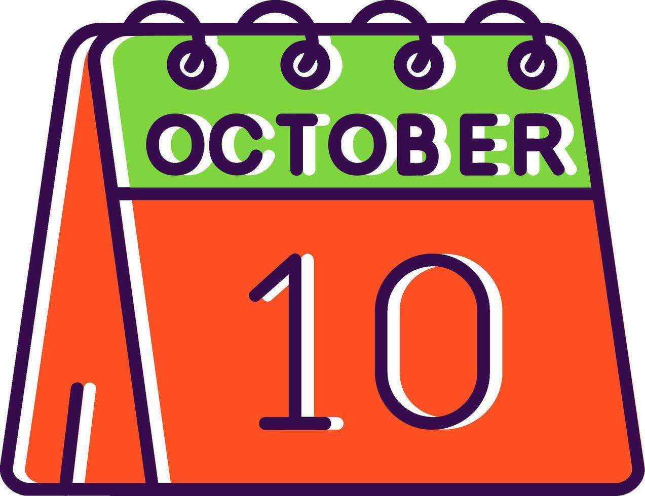 10 de octubre lleno icono vector