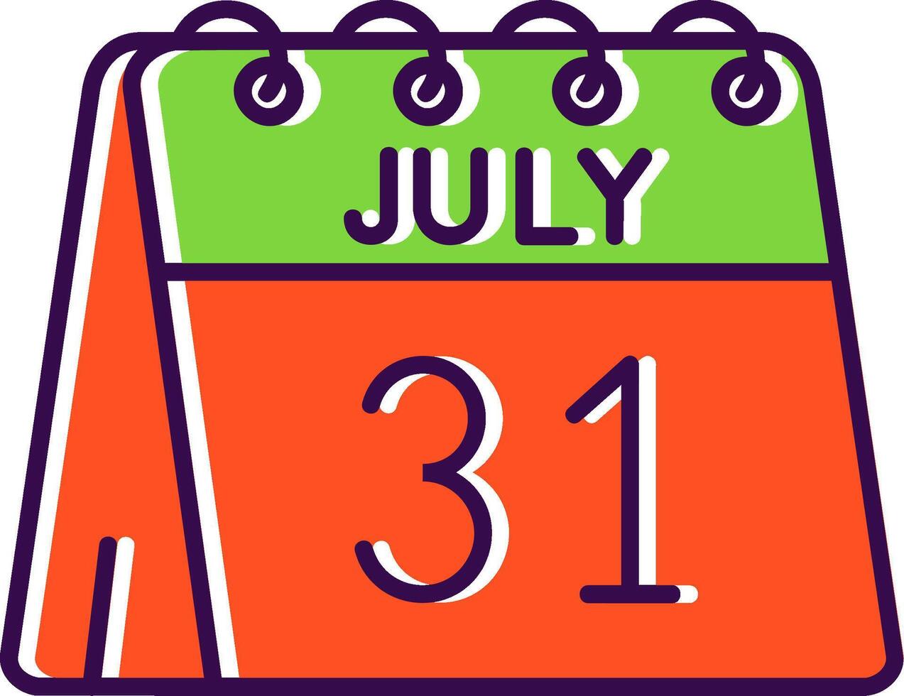 31st of July Filled Icon vector