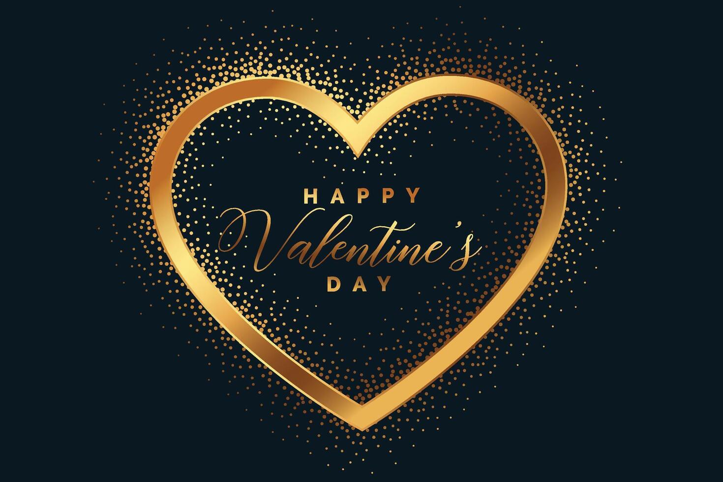 golden glitter happy valentines day heart background vector