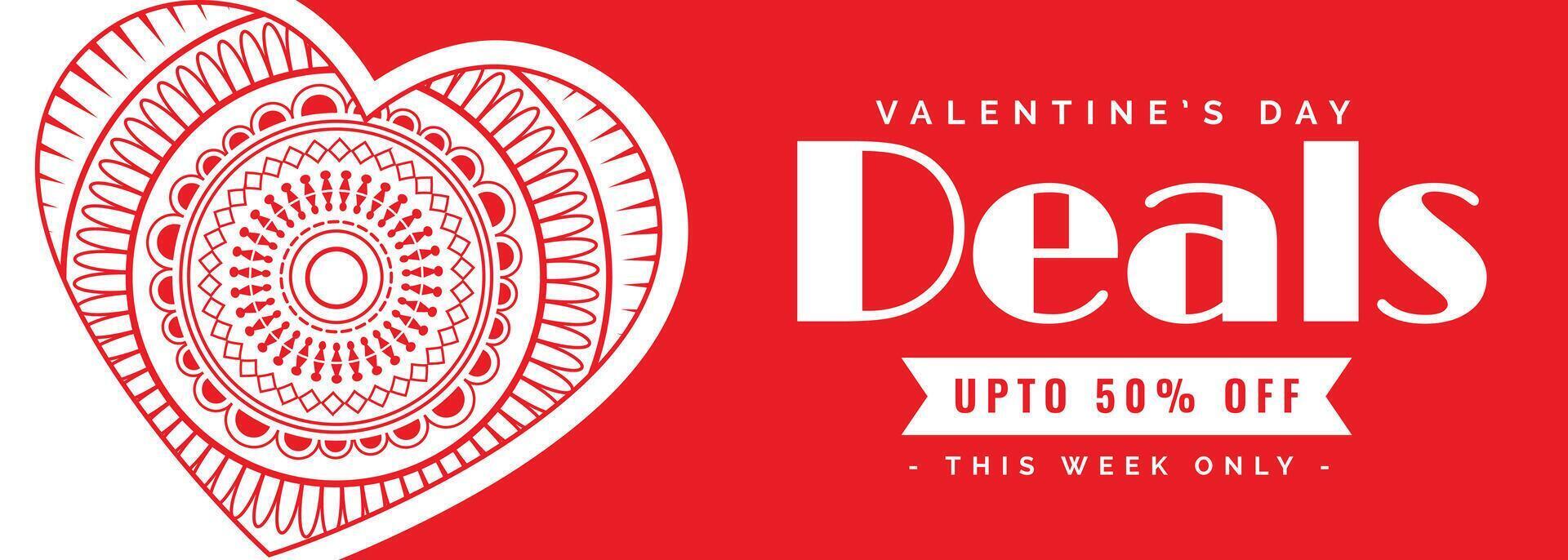 valentines day deals and offer decorative banner design vector