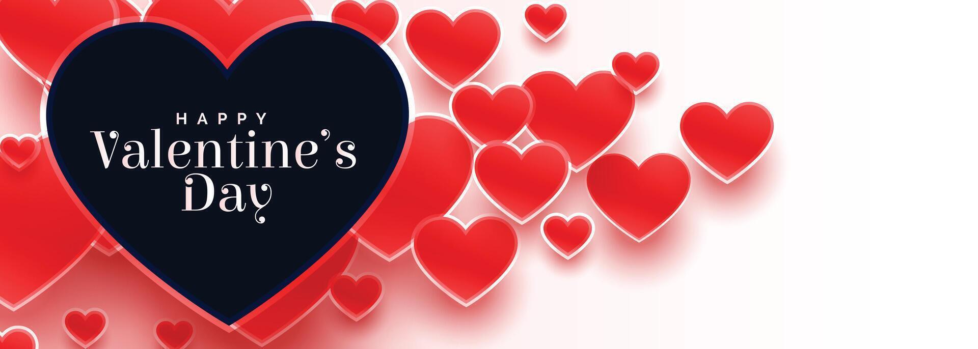 valentines day banner with many red hearts vector