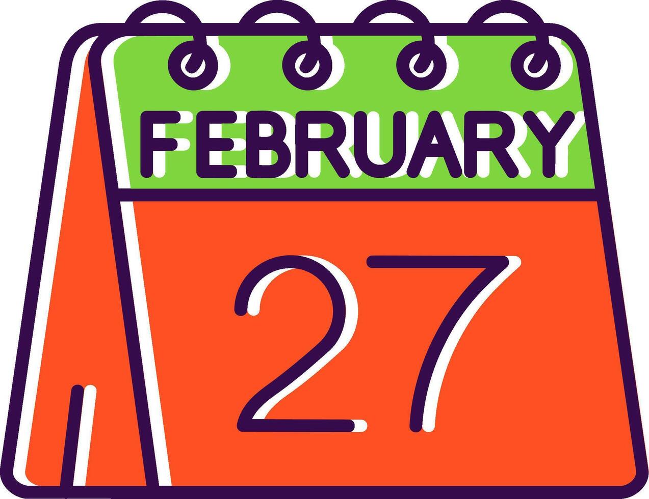 27th of February Filled Icon vector