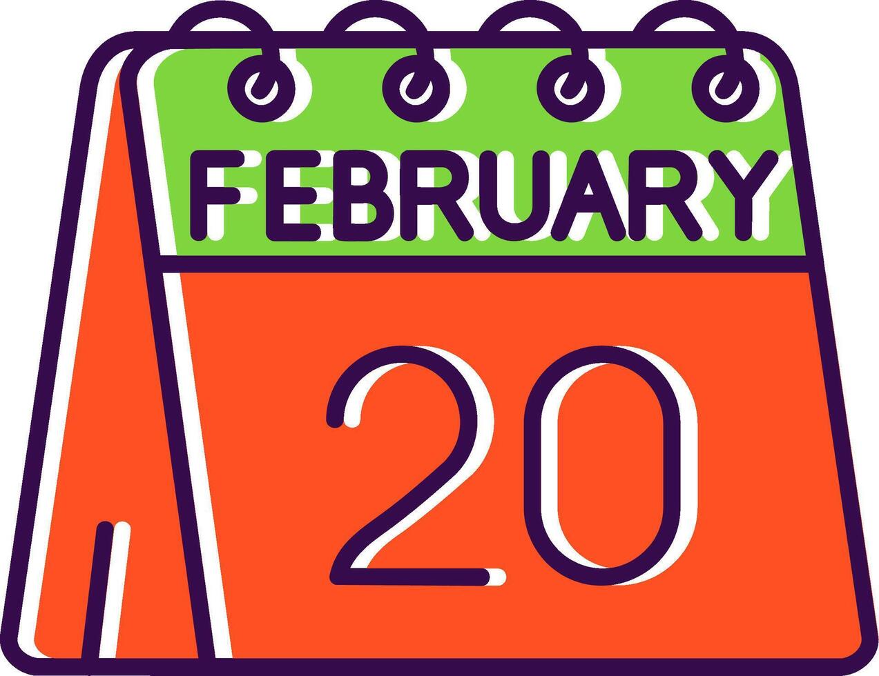 20th of February Filled Icon vector