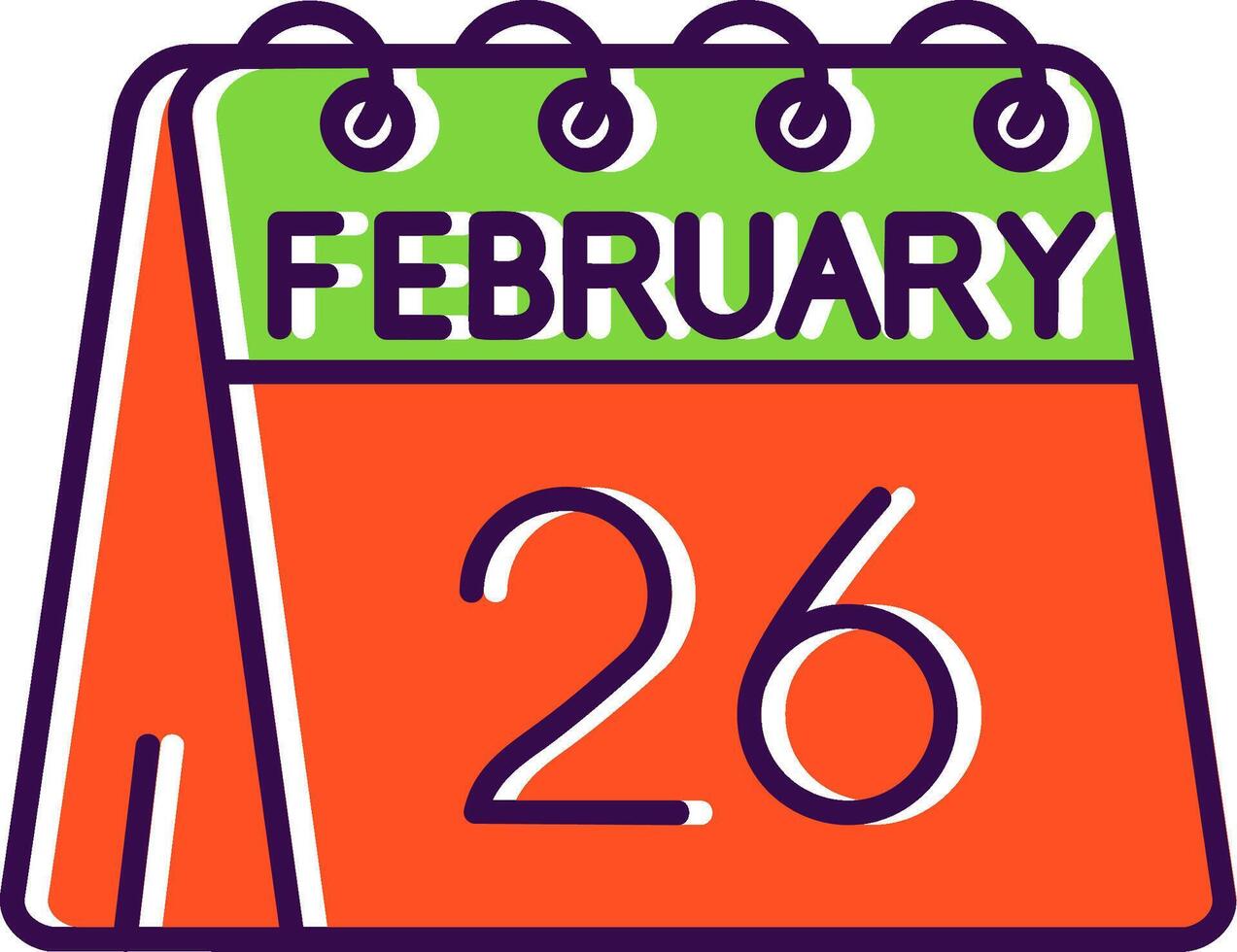26th of February Filled Icon vector