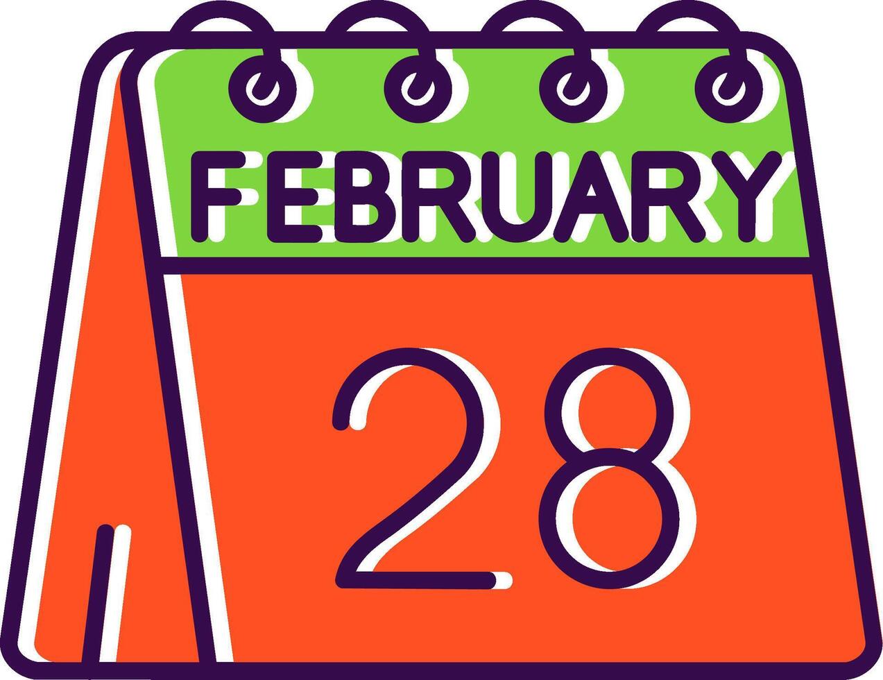 28th of February Filled Icon vector