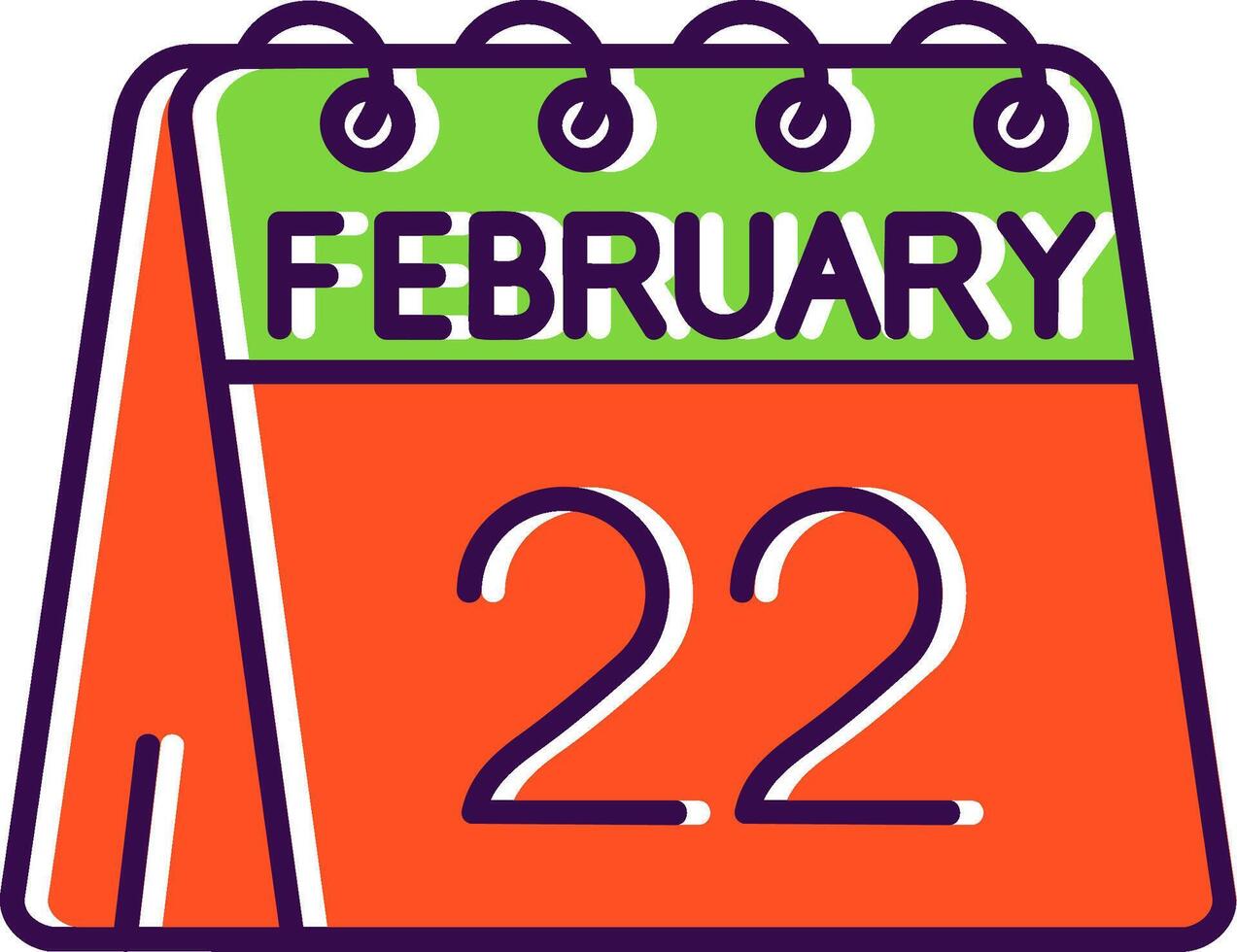 22nd of February Filled Icon vector