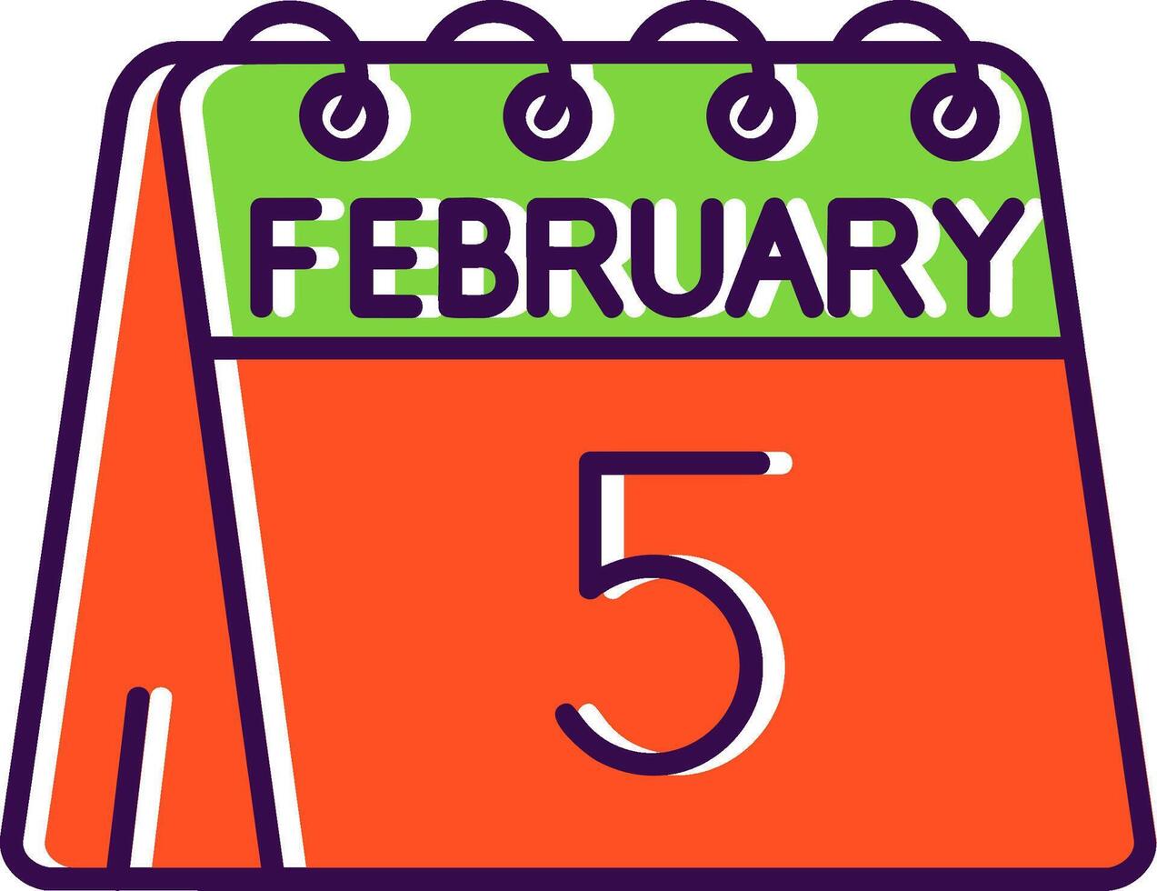 5th of February Filled Icon vector