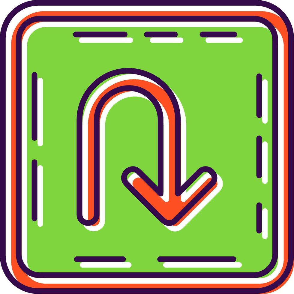 U turn Filled Icon vector