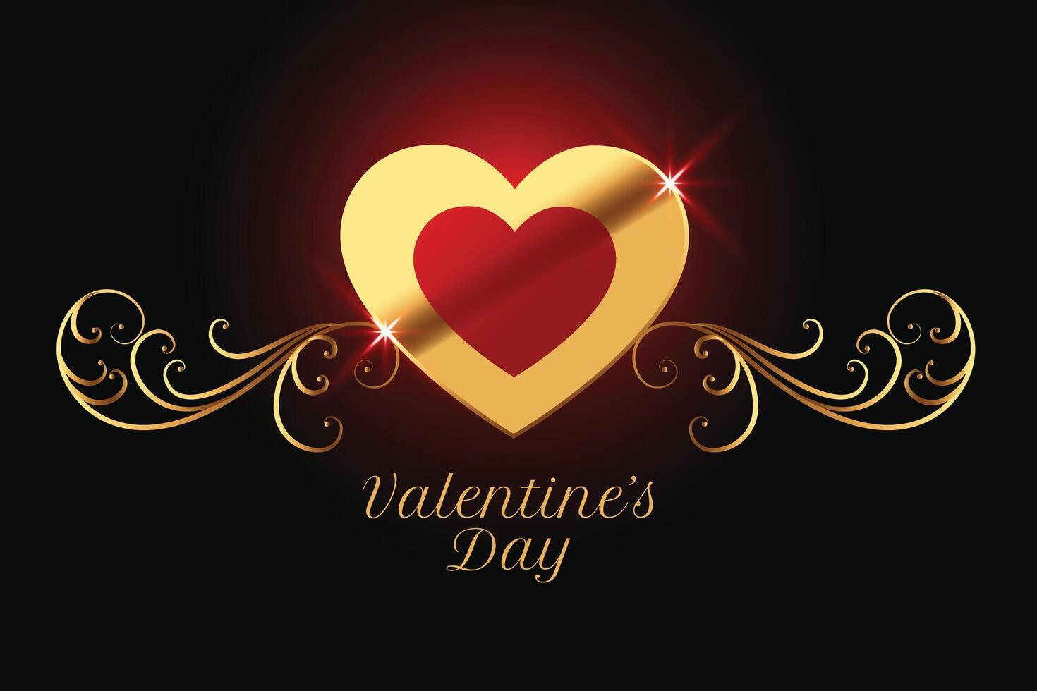 golden happy valentines day shiny banner design vector
