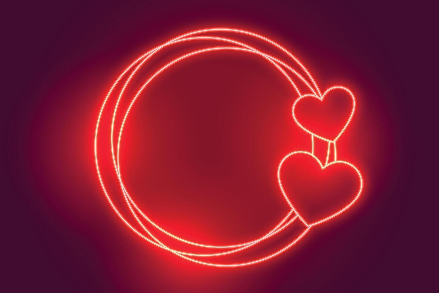 glowing red neon hearts frame with text space vector