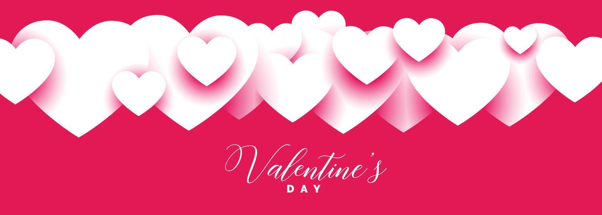 stylish pink valentines day wide banner design vector