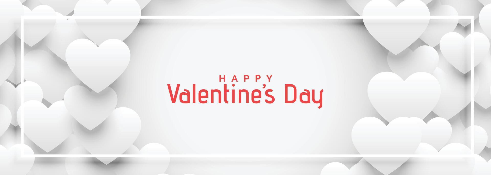 white 3d hearts banner for valentines day vector