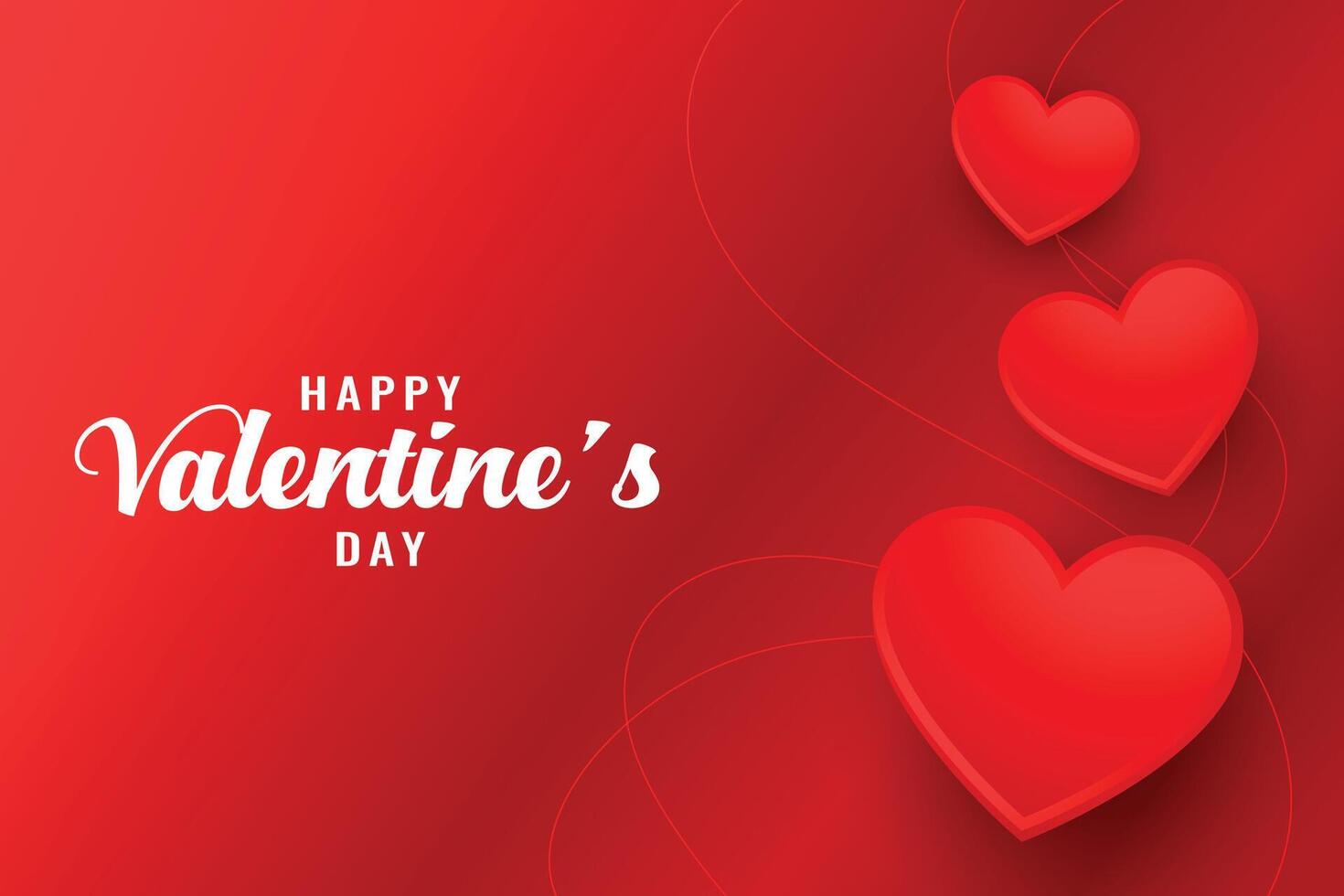 happy valentines day beautiful red hearts greeting background vector