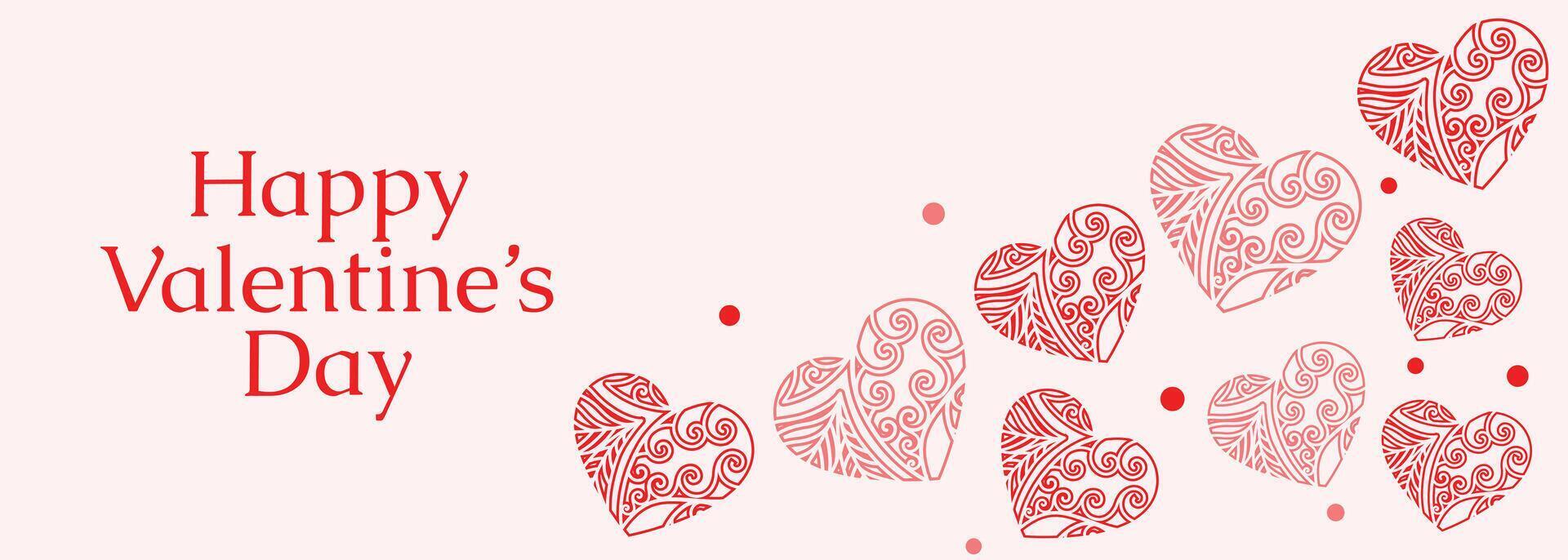 decorative hearts design for happy valentines day vector