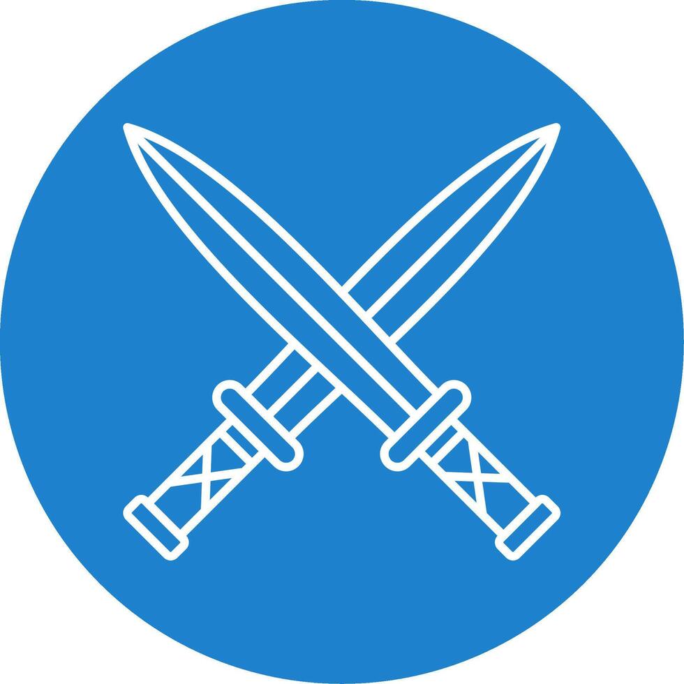 Two Swords Line Circle color Icon vector