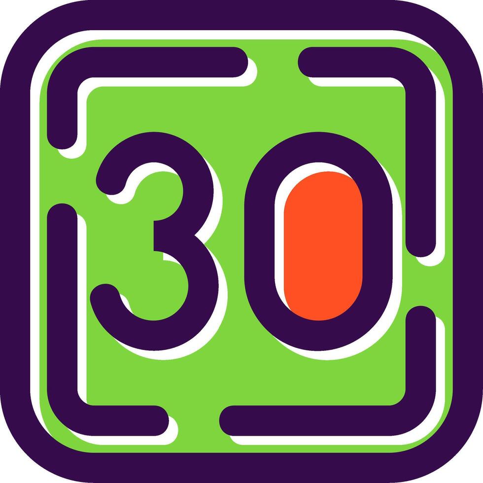 Thirty Filled Icon vector