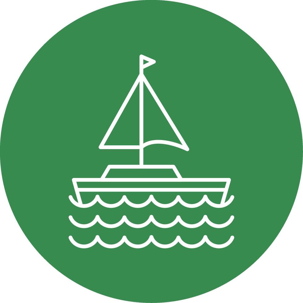 Sail Boat Line Circle color Icon vector