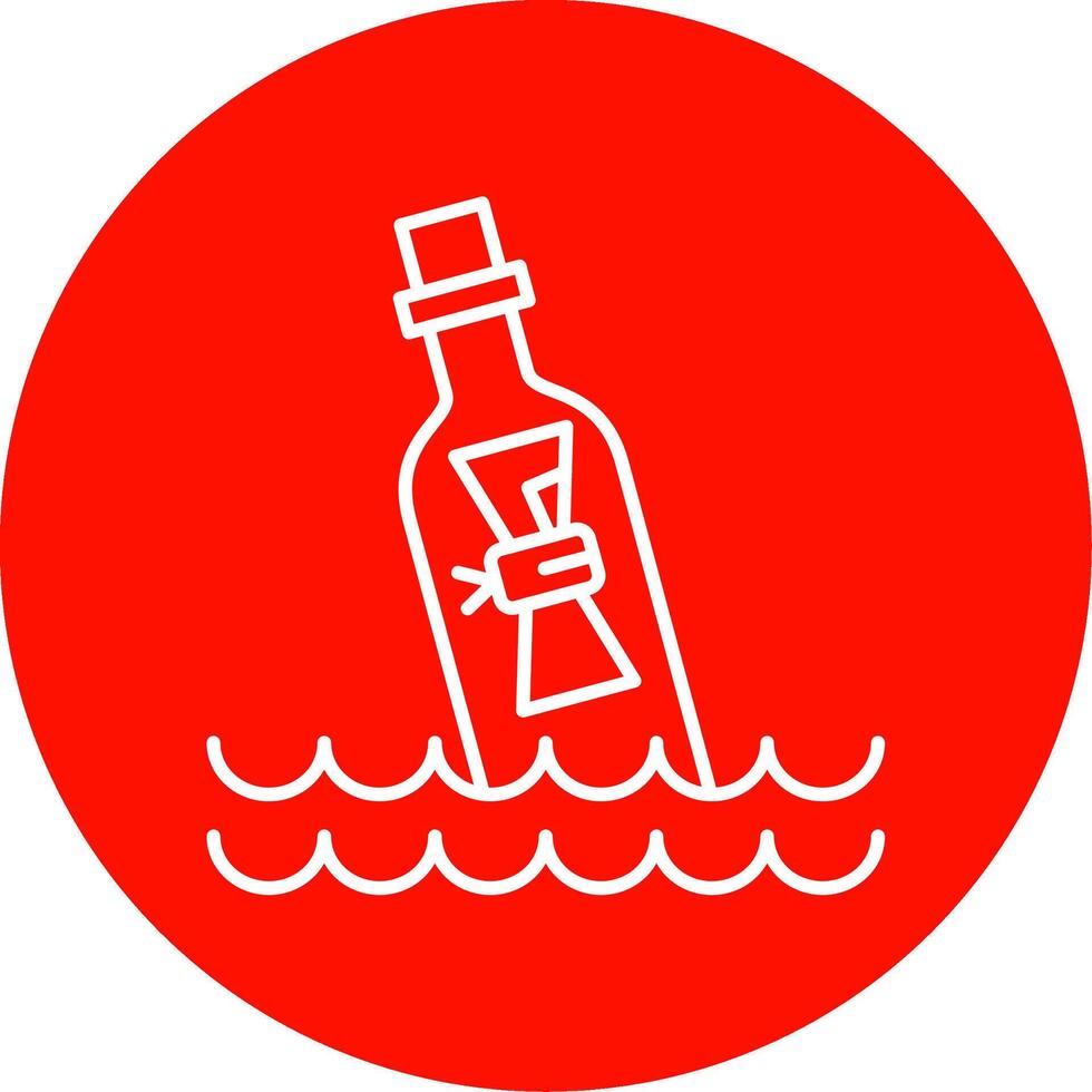 Message In Bottle Line Circle color Icon vector