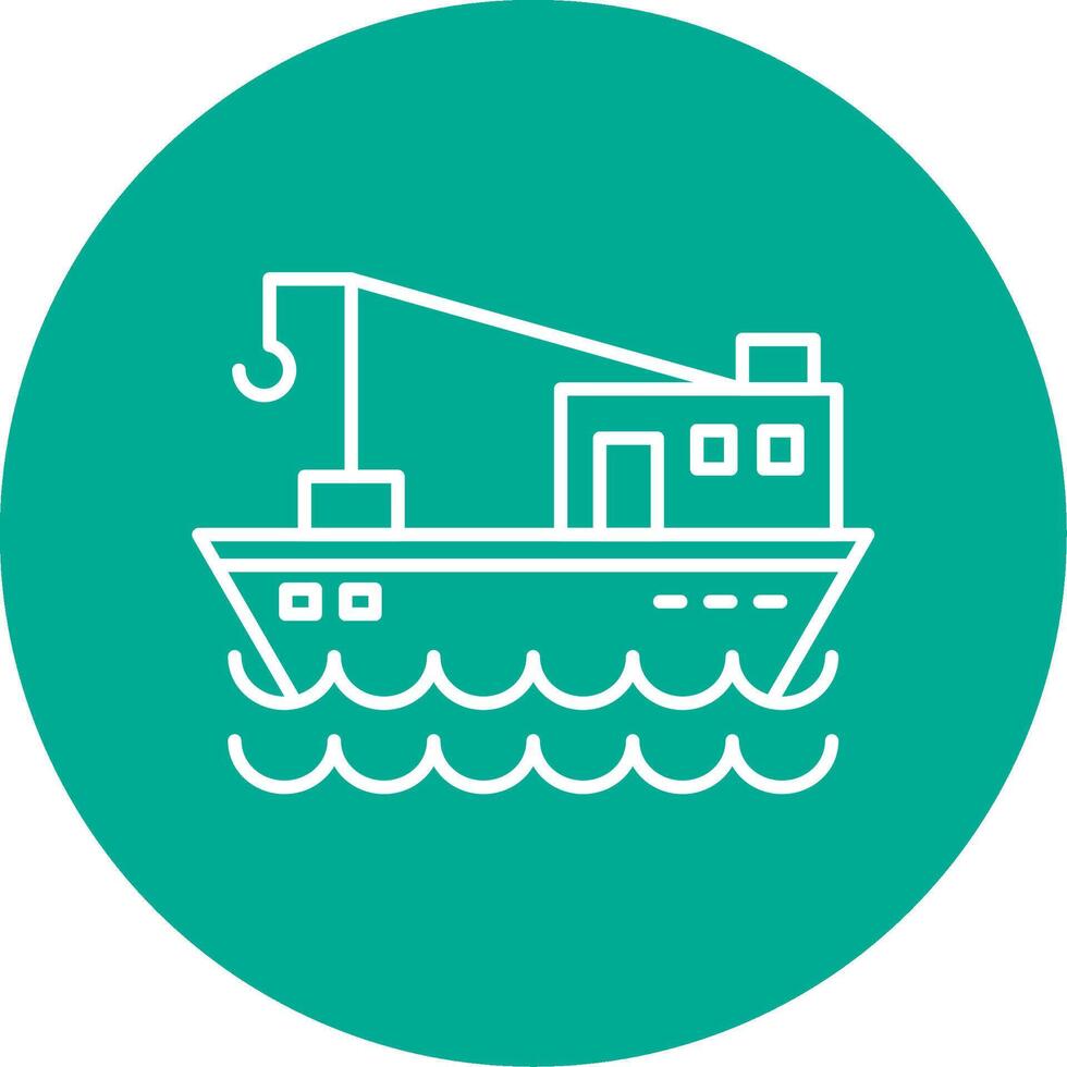 Fishing Boat Line Circle color Icon vector