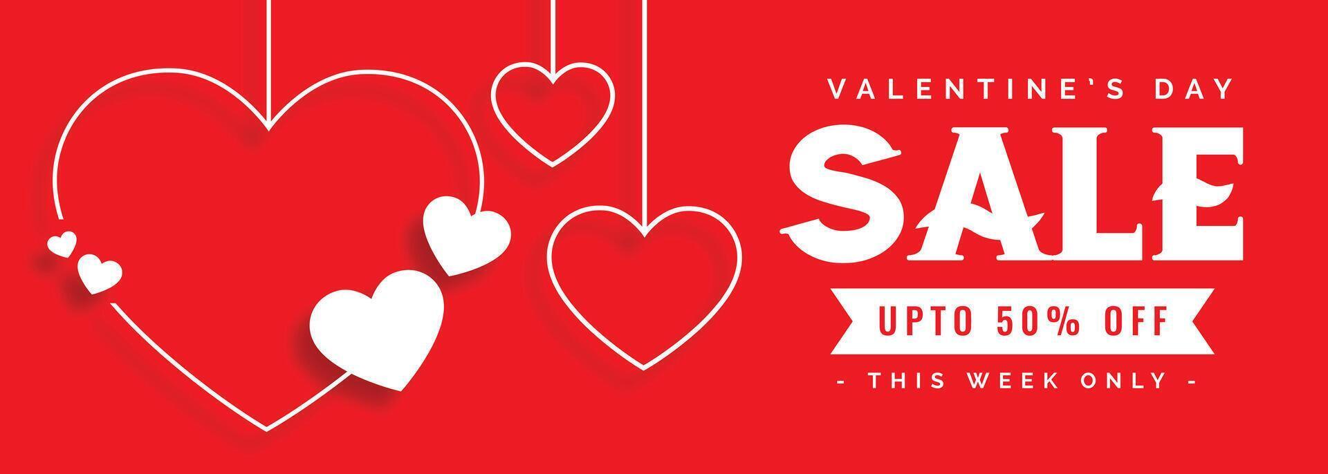 elegant line style valentines day sale banner vector