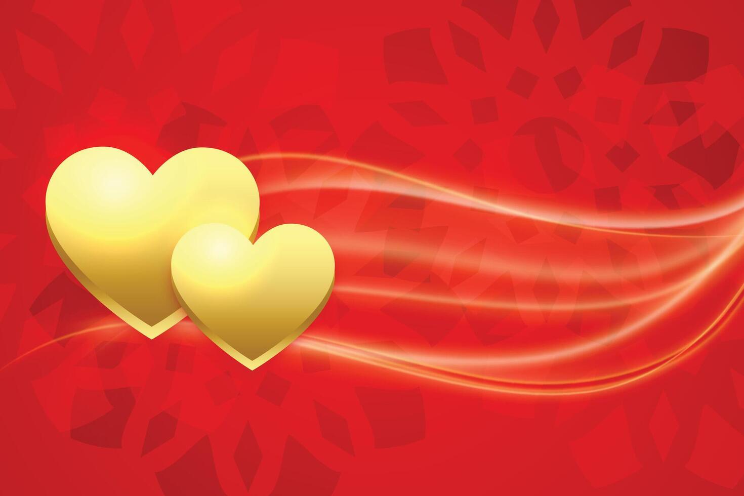 golden hearts on red backgorund for valentines day vector