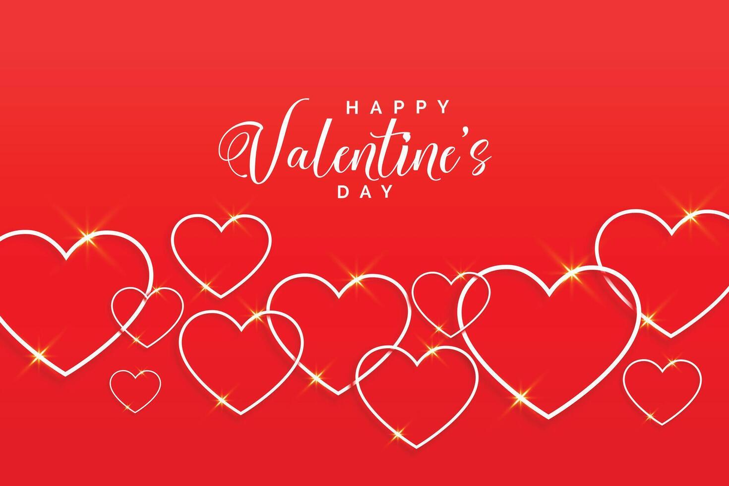 lovely red valentines day hearts in line style vector