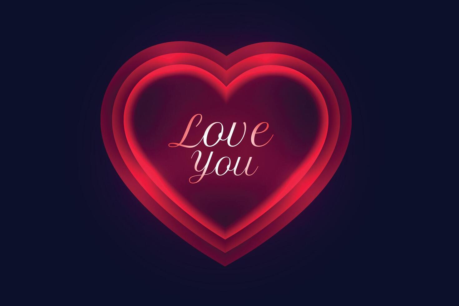 love you message in glowing red neon hearts background vector