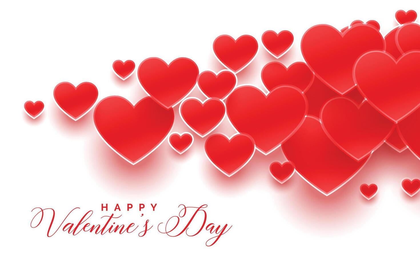 attractive red valentine hearts on white background vector