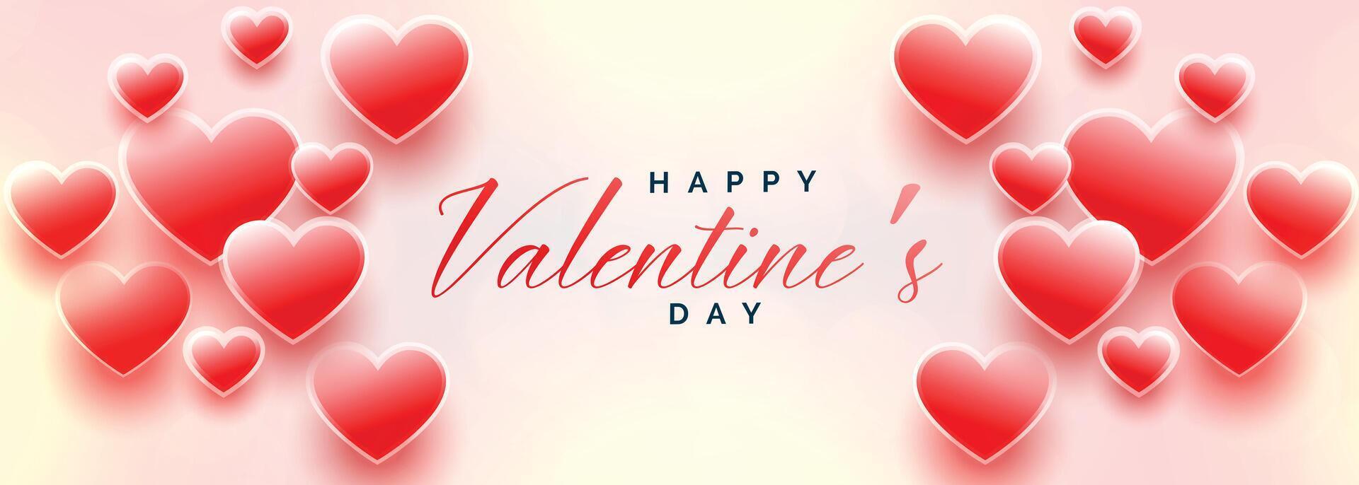 lovely valentines day banner with many hearts vector
