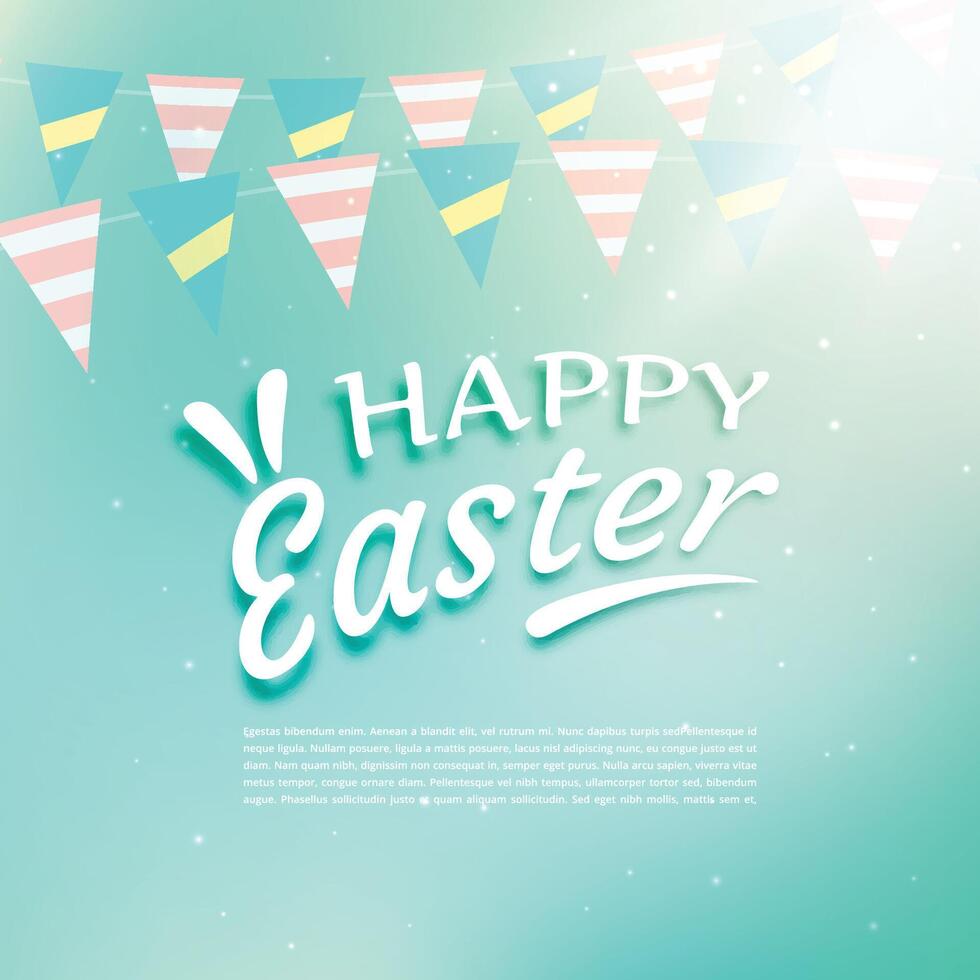 beautiful happy easter background with celebration garlands vector