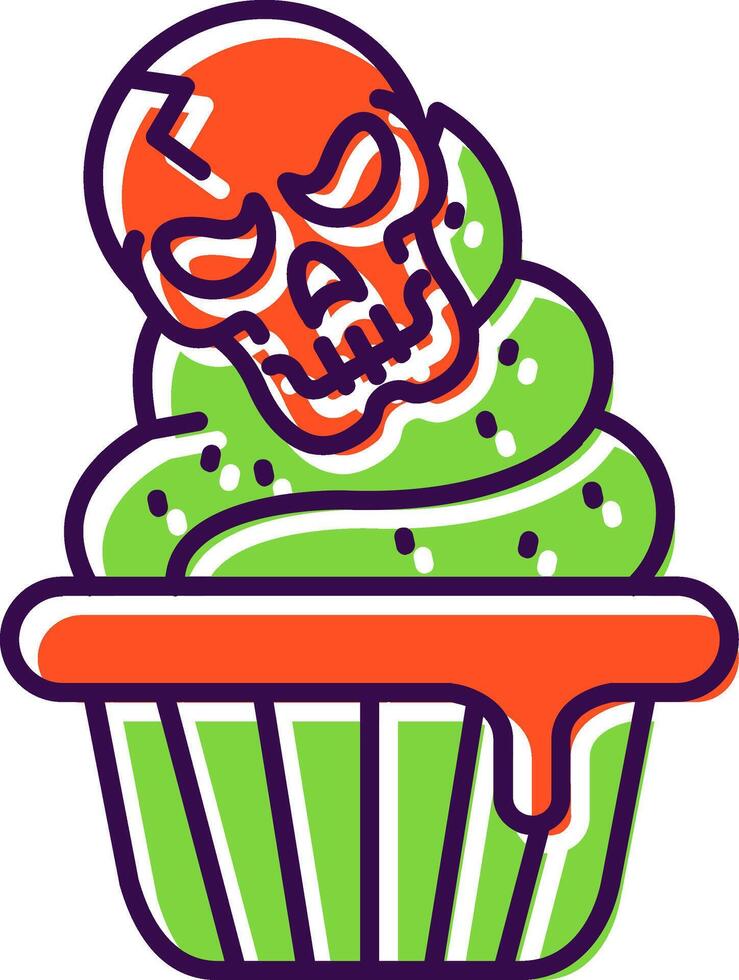 icono lleno de cupcake vector