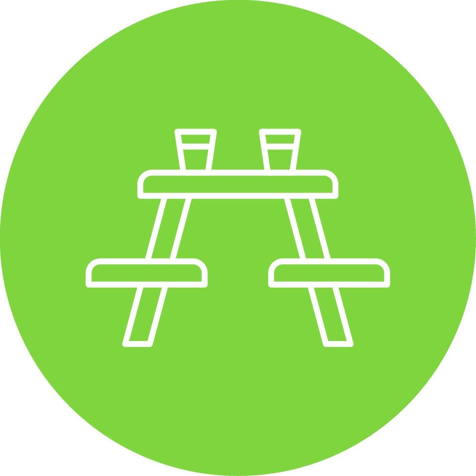 picnic mesa línea circulo color icono vector