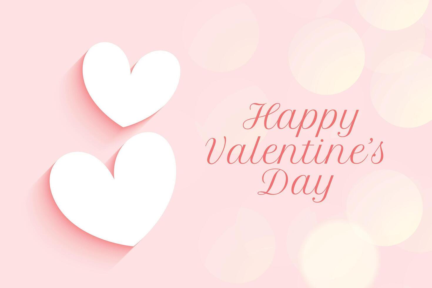 soft pink valentines day design with two hearts vector