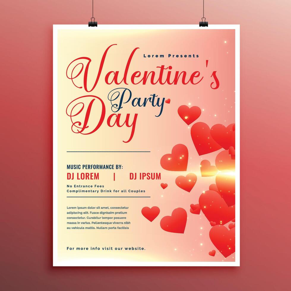 valentines day celebration flyer design template vector