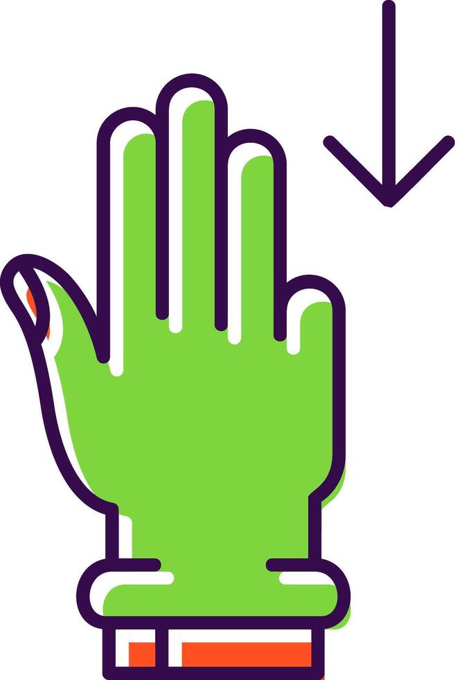 Three Fingers Down Filled Icon vector