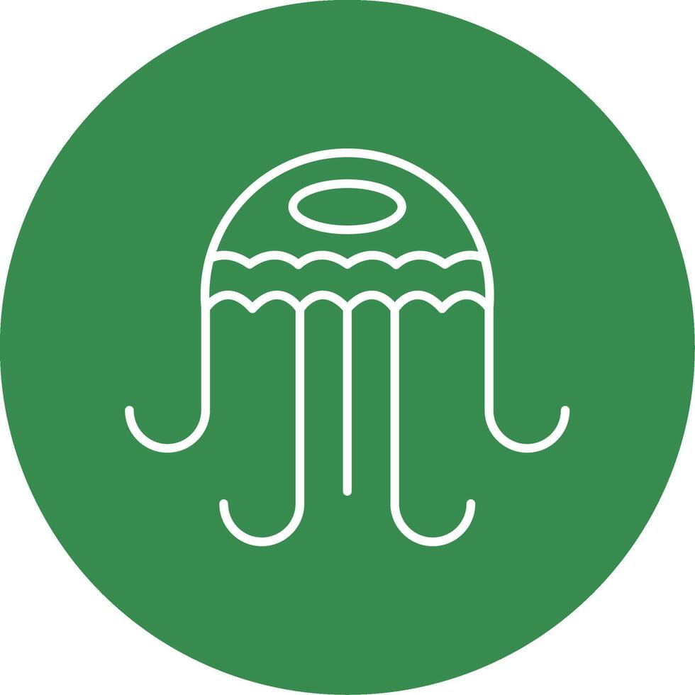 Jellyfish Line Circle color Icon vector