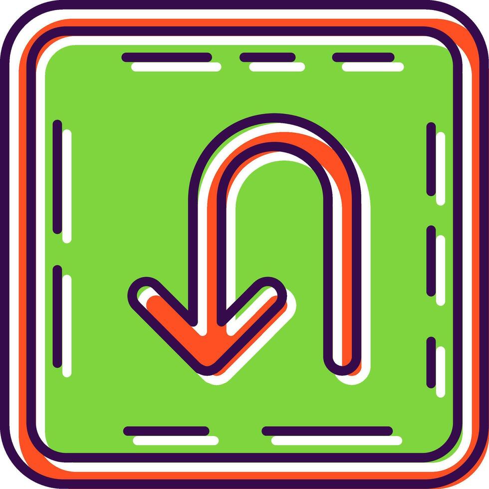 U turn Filled Icon vector