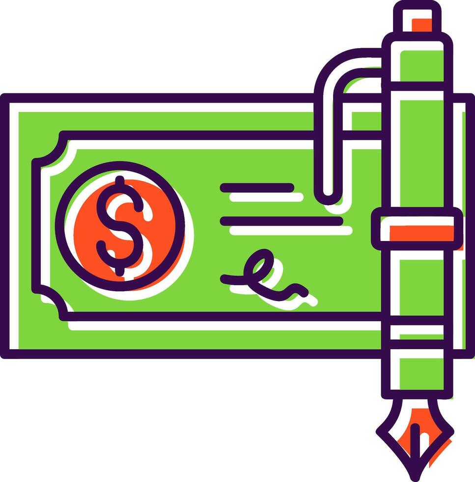 Bank check Filled Icon vector
