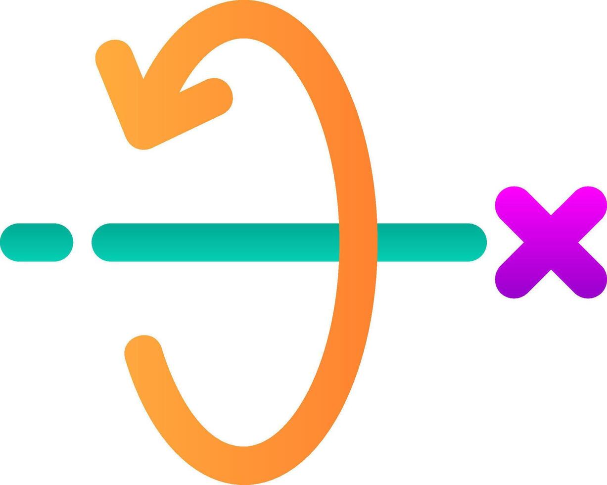 3d totate x axis Flat Gradient Icon vector