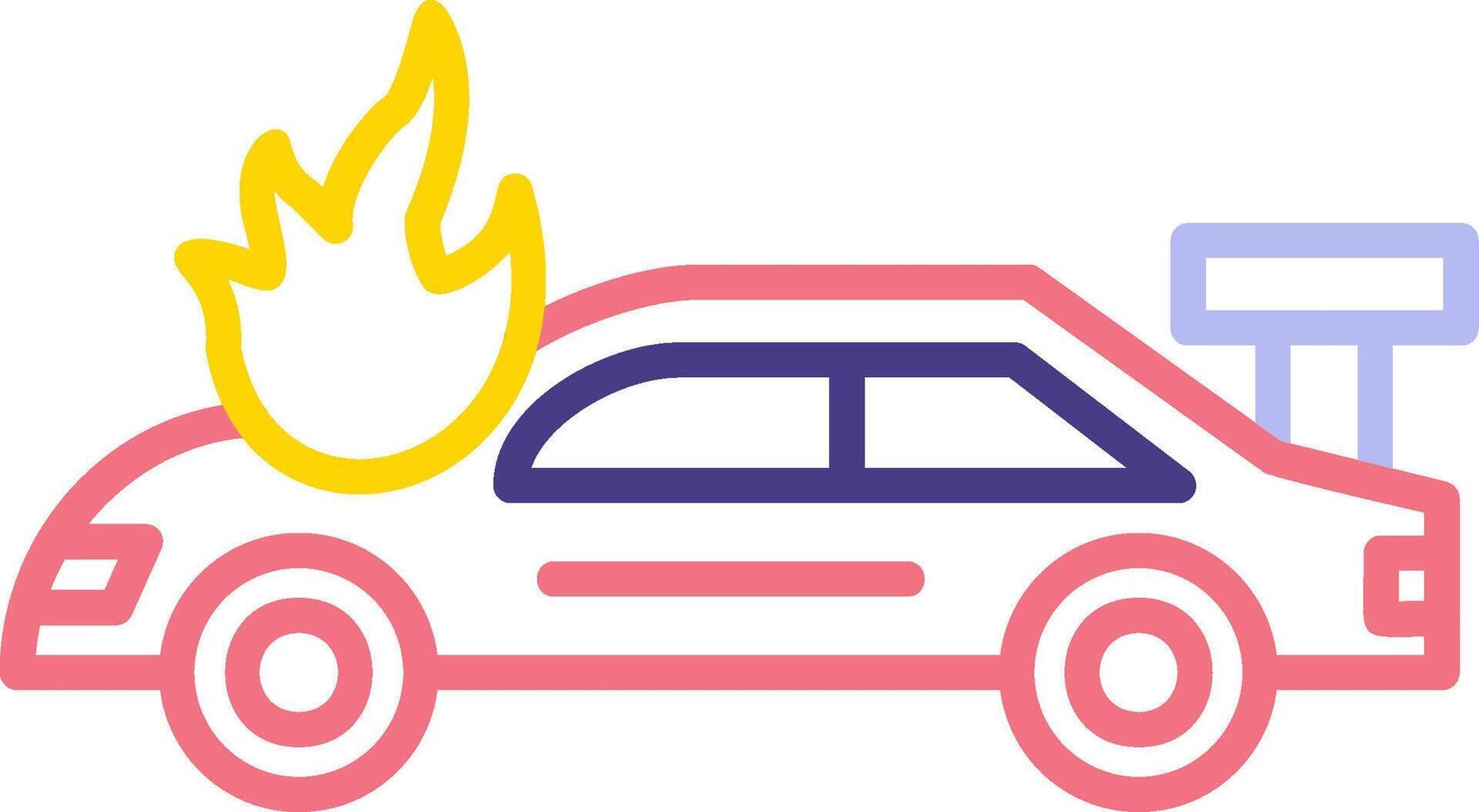 Accident Car In Fire Vector Icon