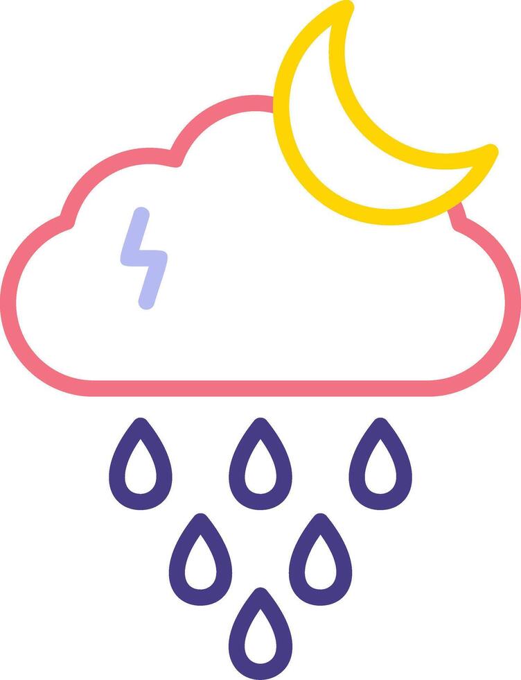 Night Rain Vector Icon