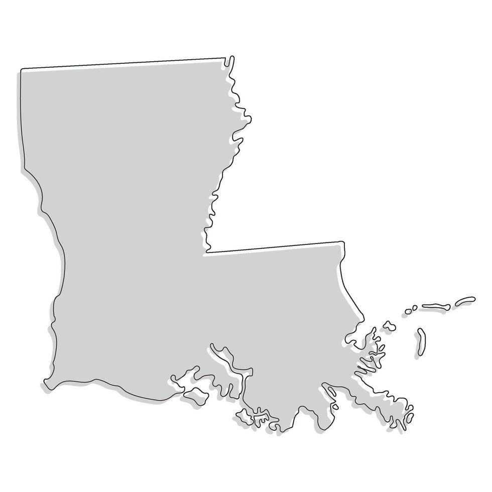 Louisiana state map. Map of the U.S. state of Louisiana. vector